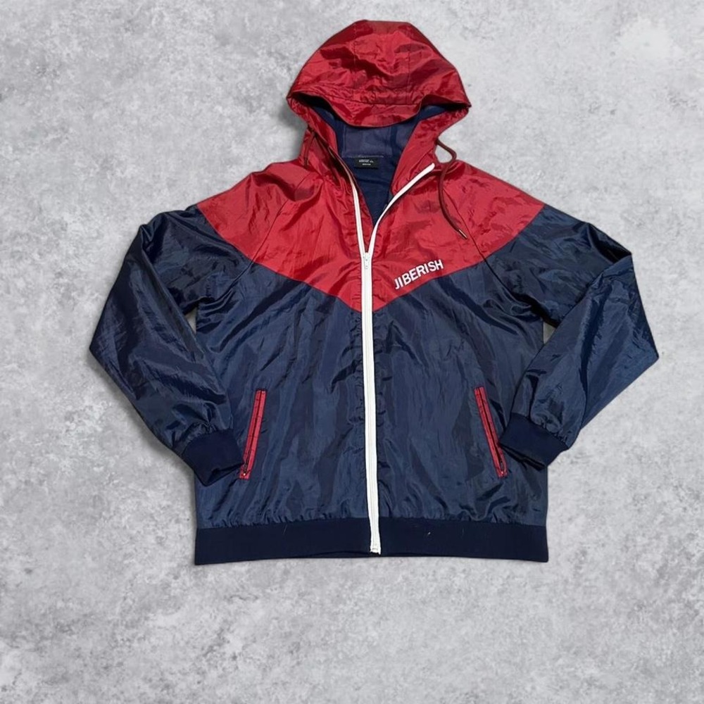 Jiberish Windbreaker full zip Red Navy Blue Ski Streetwear Denver size‎ large